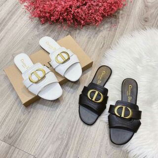 Dép lê dior. da mịn đen trắng