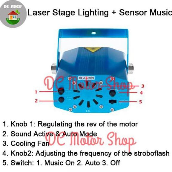 Đèn Laser Cảm Biến Âm Nhạc Mini Cho Sân Khấu