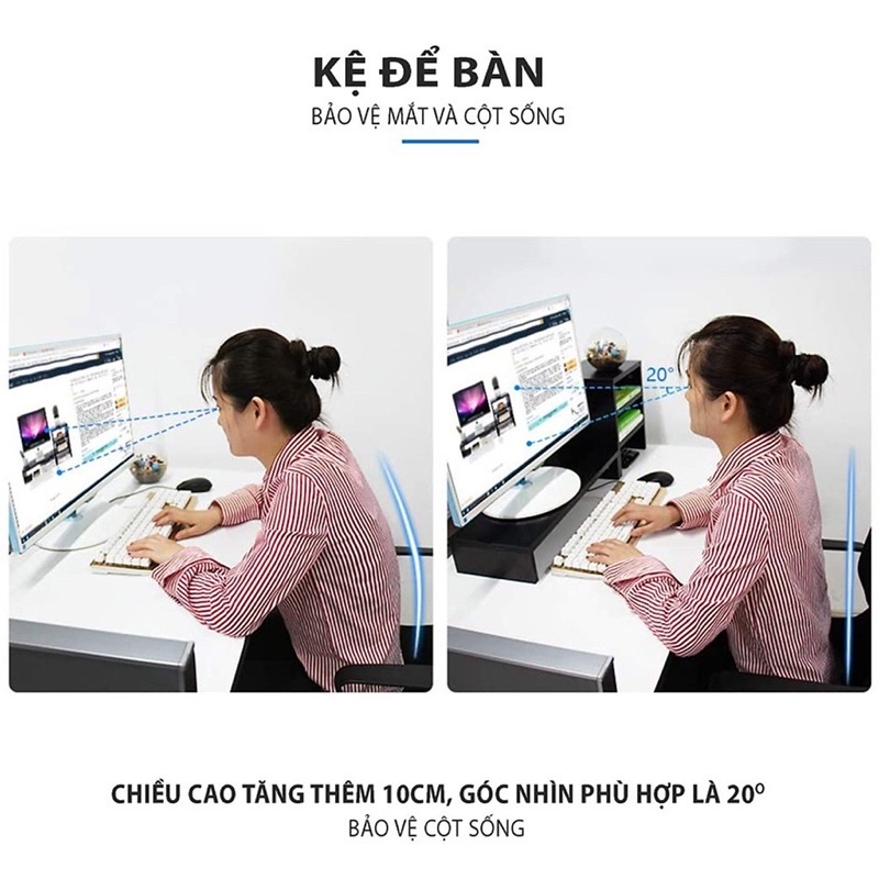KỆ GỖ ĐỂ BÀN MÁY TÍNH ĐẶT SÁCH VỞ DECOR TRANG TRÍ BÀN HỌC