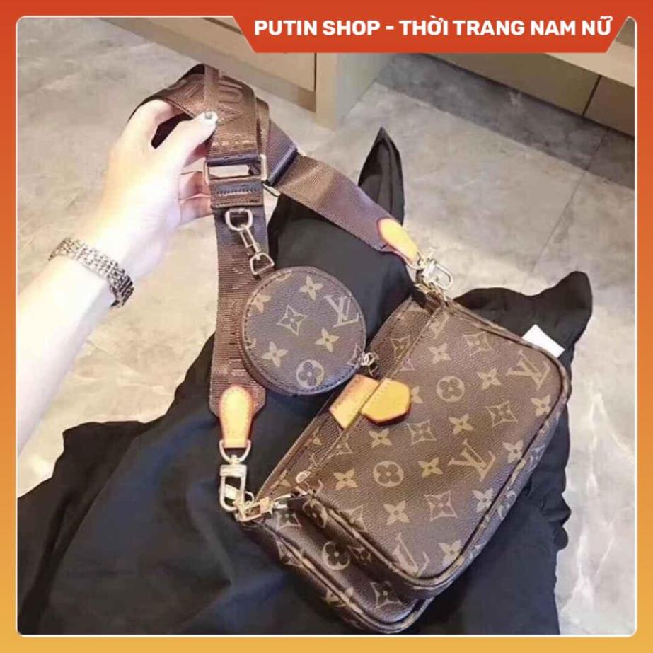 Túi xách nữ Set túi 3 món l.V 3 in 1 đeo chéo đeo vai dây dù nâu hot trend , kèm phụ kiện thời trang đi chơi