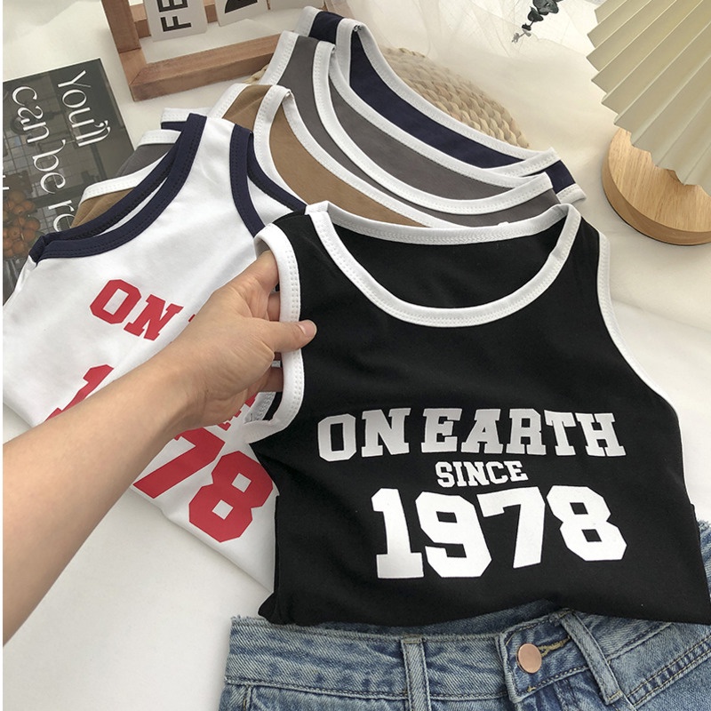 Áo Tank Top Sát Nách Cổ Tròn Hoạ Tiết Chữ In