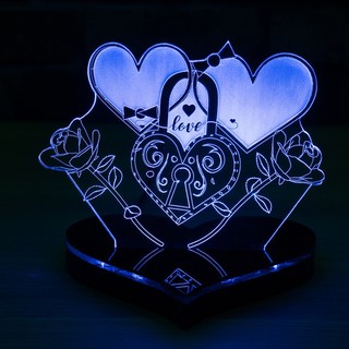 Mô Hình Đèn Led 3D 2 Trái Tim Tình Yêu