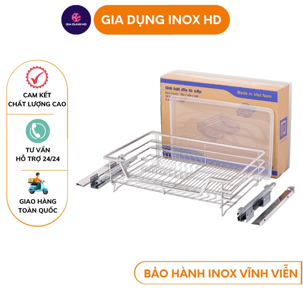 Giá kéo bát đĩa đa năng 304 💥 FREE SHIP 💥 kệ đựng nồi xoong bát đĩa Dễ dàng kéo ra đẩy vào cực êm ái
