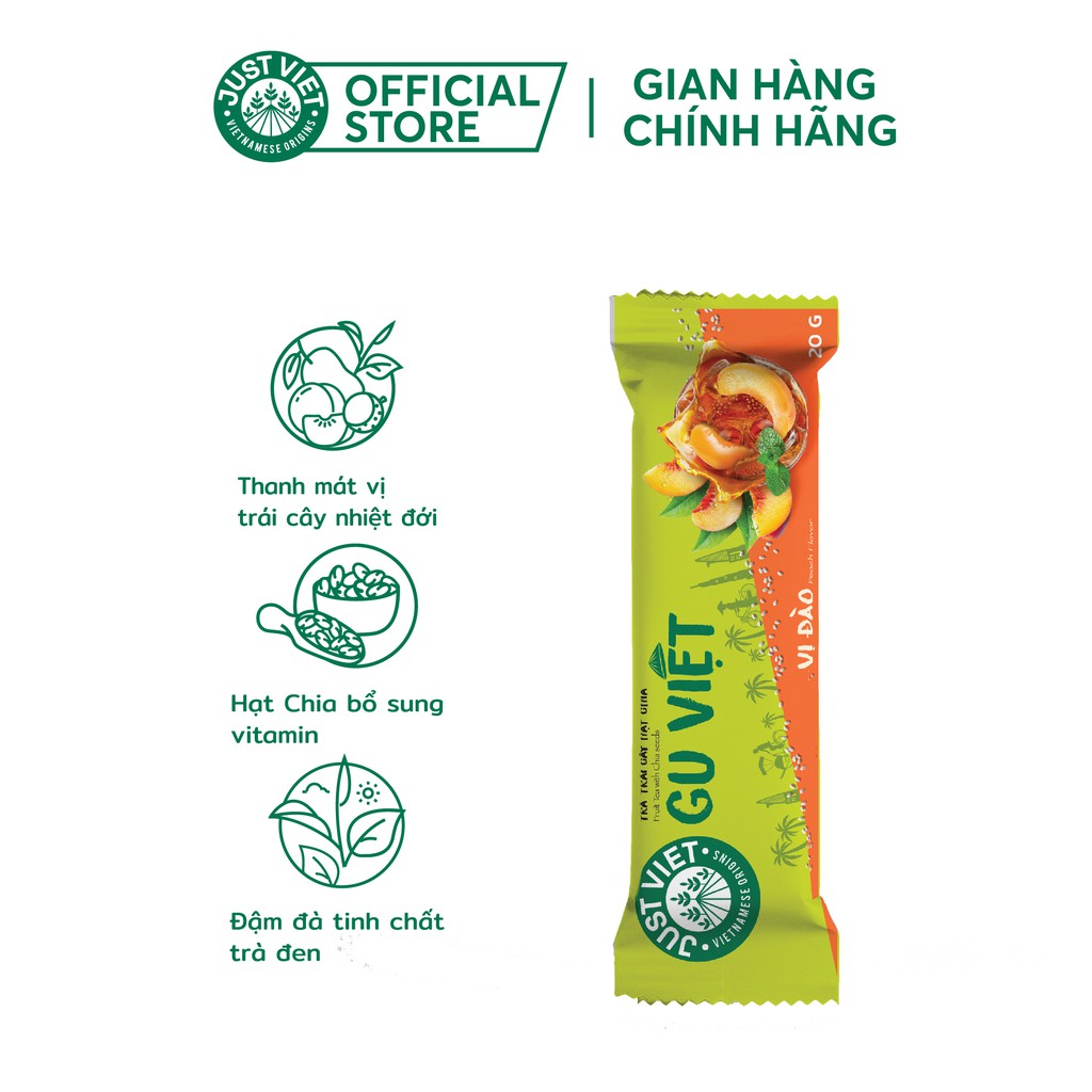 Trà Trái Cây Hạt Chia Just Viet - Vị Đào - 20g