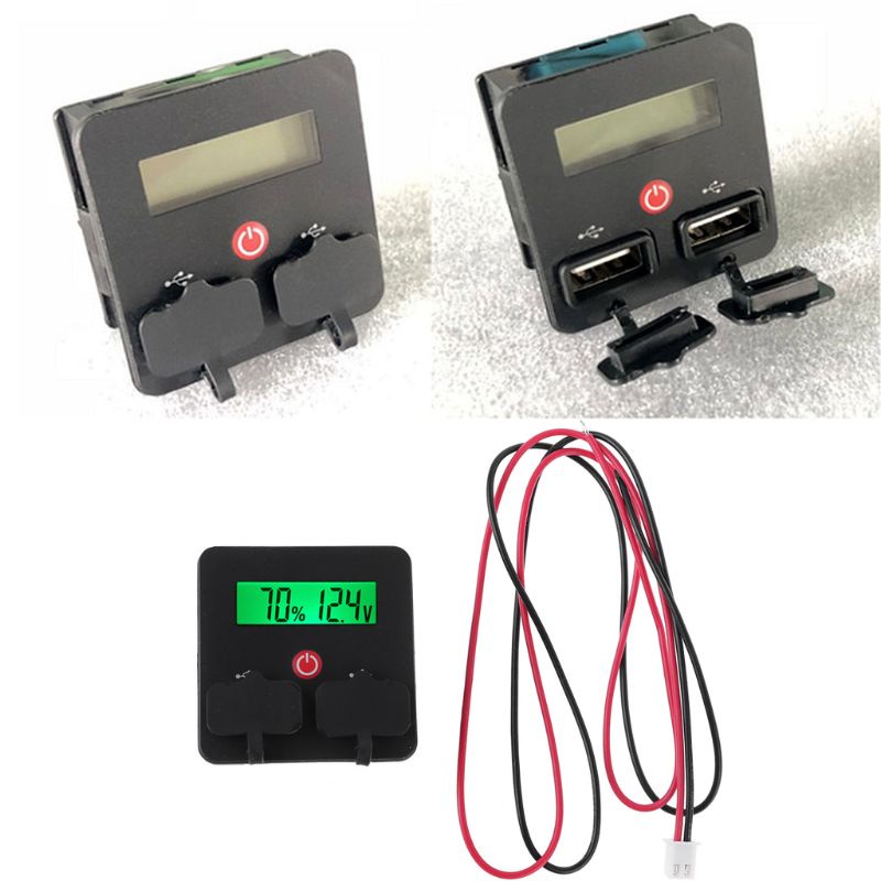 Vôn Kế Kỹ Thuật Số 12V 24V Hai Cổng USB Màn Hình LCD