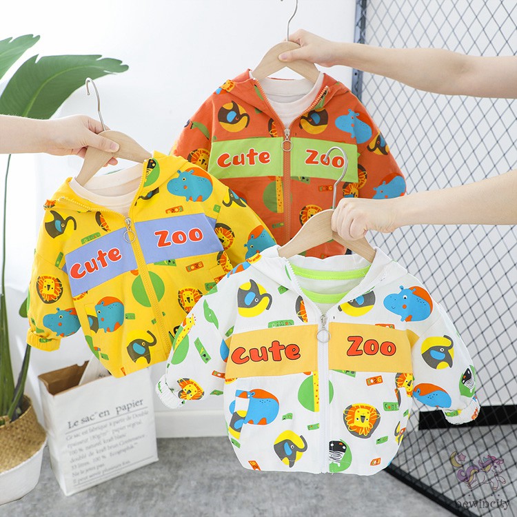 Áo khoác có mũ trùm đầu và dây kéo thiết kế thời trang Hàn Quốc cho bé