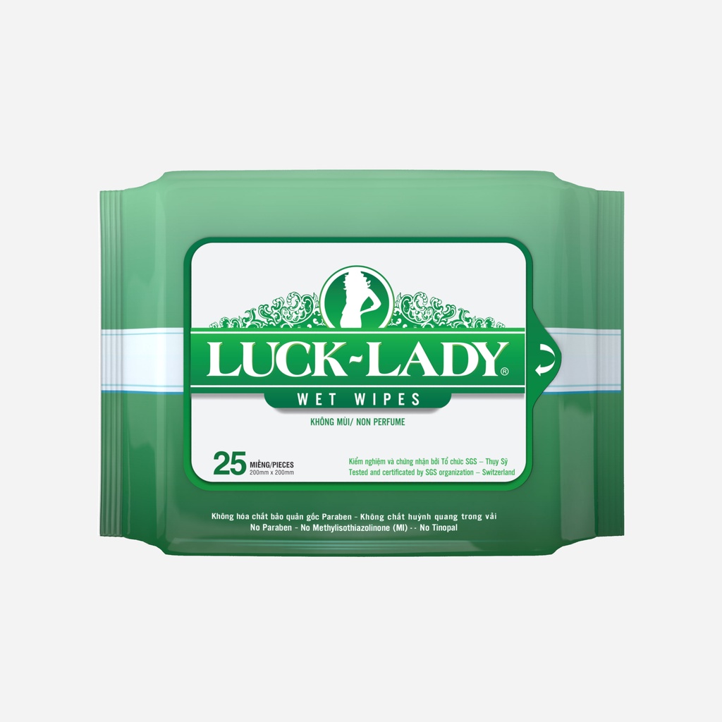 Combo 5 Khăn giấy ướt cho làn da nhờn và nhạy cảm Lucky Lady Không mùi 25 tờ