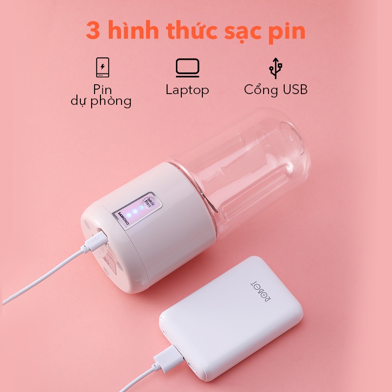 Máy xay sinh tố mini cầm tay SAMONO SW-Y7 nhỏ gọn tiện lợi phong cách Nhật Bản