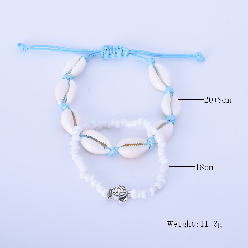 2 Lắc chân xỏ vỏ sò phong cách Bohemian thời trang đi biển cho nữ