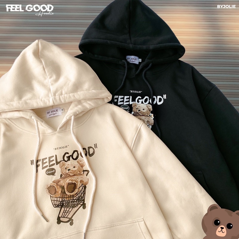 Áo hoodie nỉ bông Teddy Feel Good mềm mịn không xù form unisex