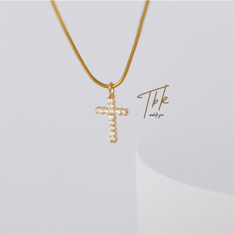 Vòng cổ Mạ Vàng 18k Đính Đá Zircon 45K Không Gây Dị Ứng Cho Nữ