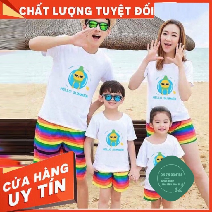 Đồ đi biển gia đình 3 4 5 người đồng phục áo quần cho hội nhóm nam nữ đi biển nổi bật GD0005T | SG Áo thun giá sỉ