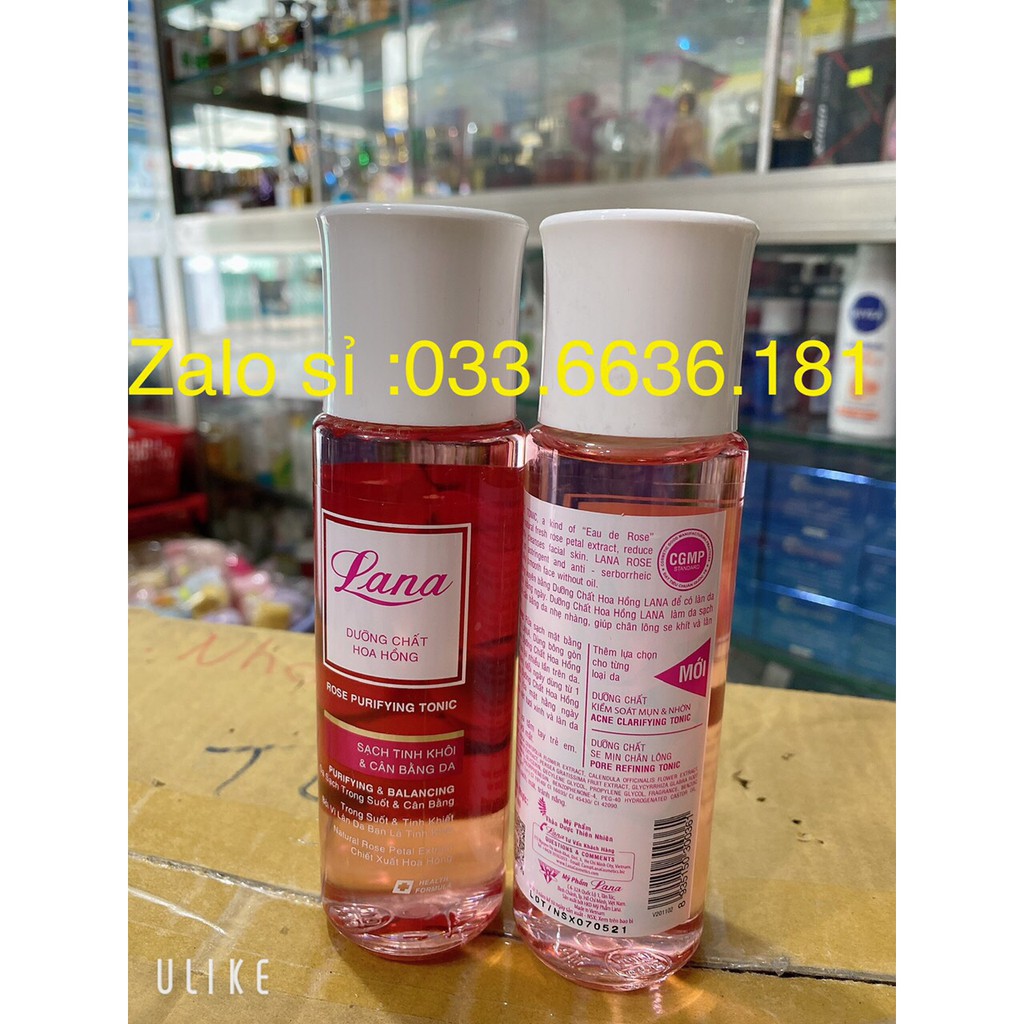 nước hoa hồng Lana giúp sáng da và cân bằng độ ẩm chai 150ml