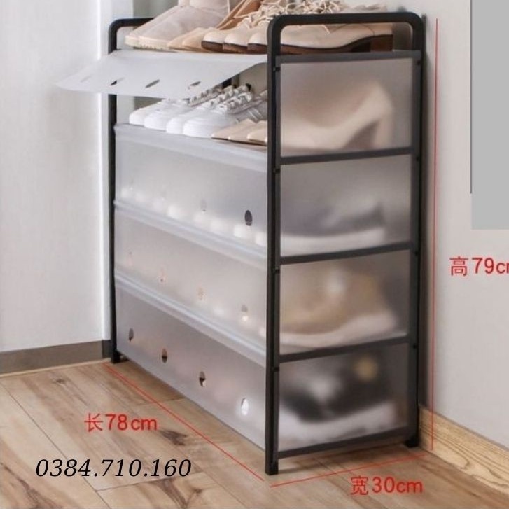 GIÁ ĐỂ GIÀY CHỐNG BỤI, KỆ GIÀY 5 TẦNG ,để giày dép lắp ghép thông minh bằng nhựa và inox chống bụi.