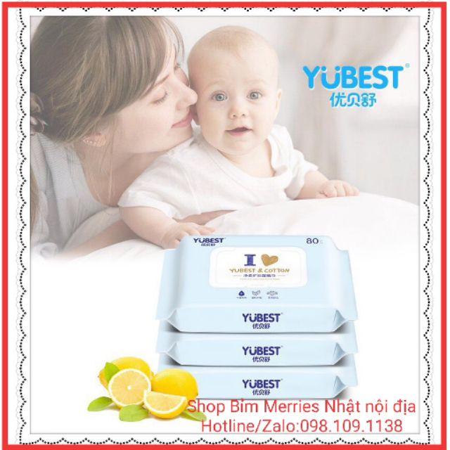 Khăn giấy ướt cho bé YUBEST 80 tờ