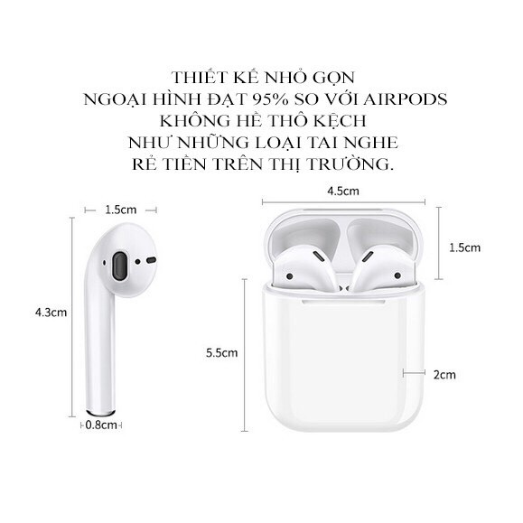 Tai Nghe i12 không dây Bluetooth 5.0 TWS Cảm Ứng một chạm Nhét Tai Không Dây