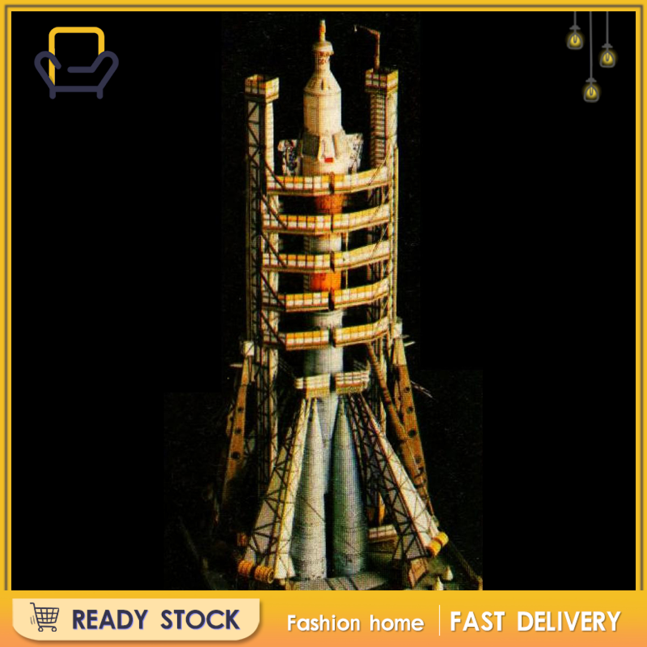 【Fashion home】1:80 Scale Russian Soyuz Carrier Rocket and Launch Pad to Build 3D Model Kit