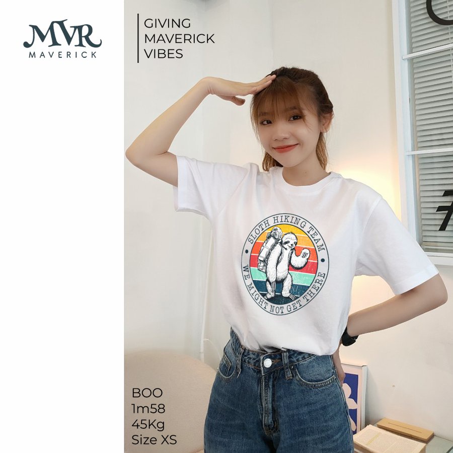 Áo thun nữ vui nhộn phông cổ tròn Đội đi bộ tập thể dục chạy bộ leo núi cắm trại lười biếng MVR KK3976