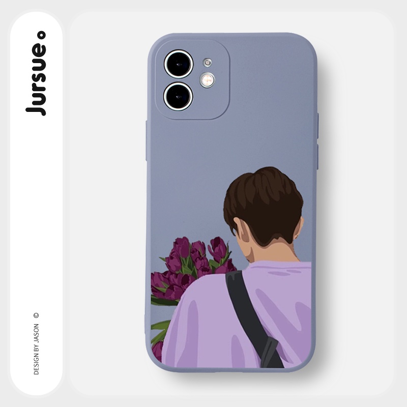 Ốp lưng JURSUE hoạt hình cặp đôi dễ thương đẹp nam nữ cho iPhone 13 12 11 Pro Max SE 2020 X XR XS 8 7 ip 6S 6 Plus Y19