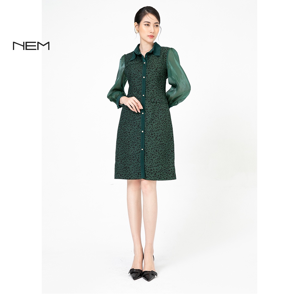 Đầm nữ thiết kế cao cấp NEM Fashion D28552 mã xanh
