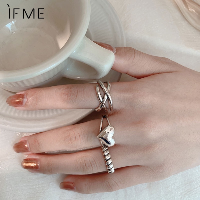 IF ME Bộ 3 Nhẫn Thời Trang Bằng Thép Titan Khắc Chữ Thập Cho Nữ