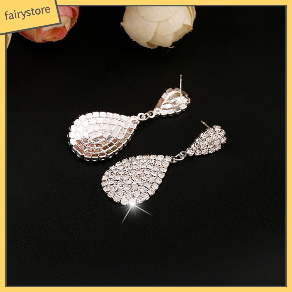 Bông tai dáng dài mặt hình giọt nước cho nữ