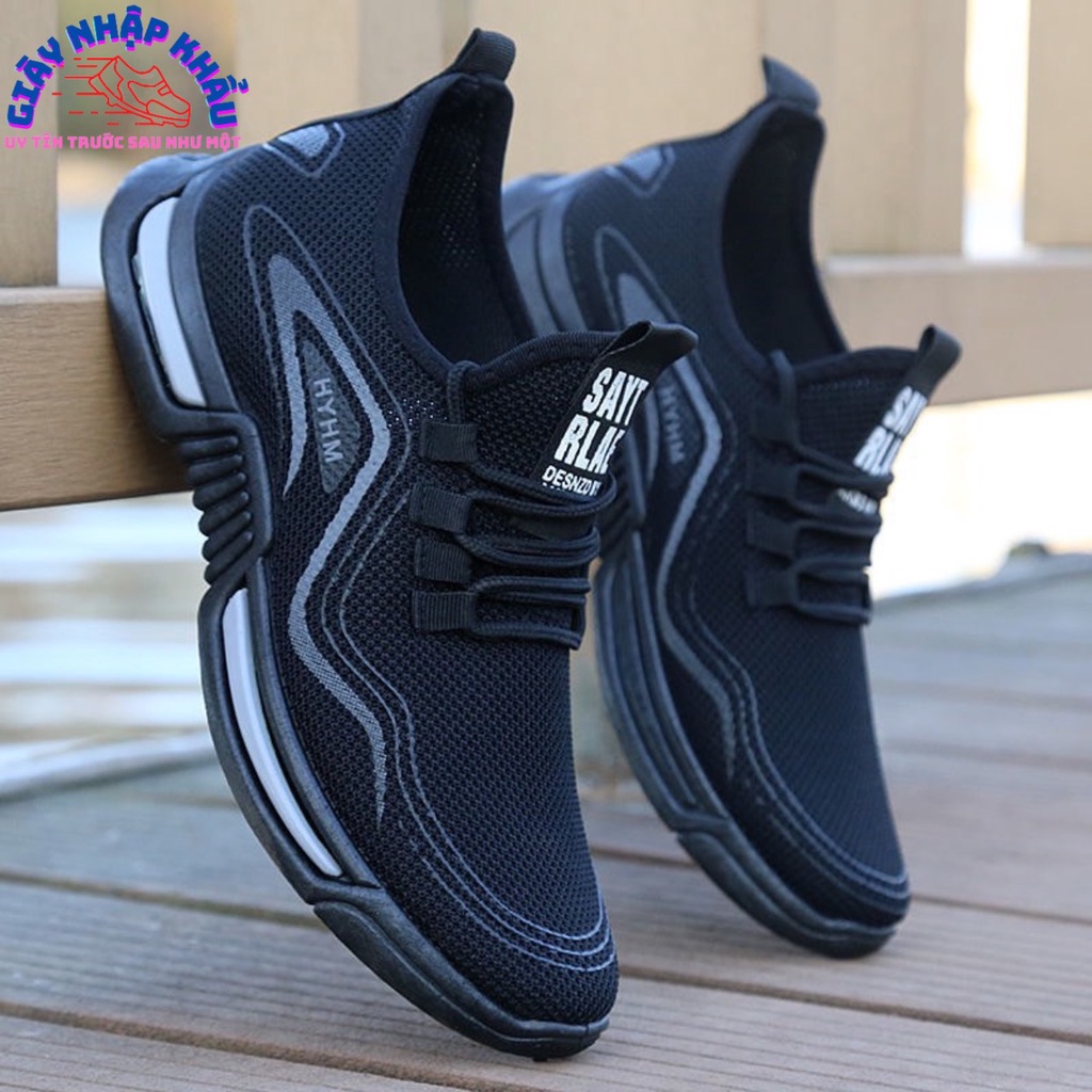 Giày NamThể Thao Sneaker Vải Thoáng Khí MHYH Viền Sóng Mẫu Mới
