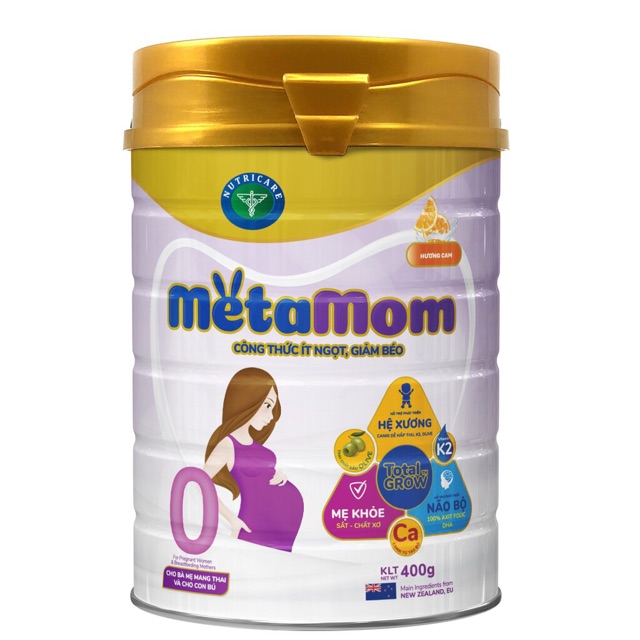 Sữa Meta Mom cho phụ nữ mang thai và cho con bú 900g(mẫu mới, có 3 vị)