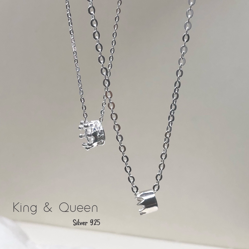 Dây chuyền đôi bạc nam nữ Dây chuyền vương miện King Queen