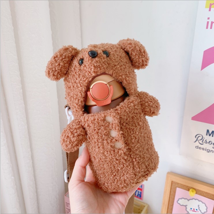 Bình Nước Giữ Nhiệt Cỡ Lớn Hình Chú Chó Teddy Dễ Thương