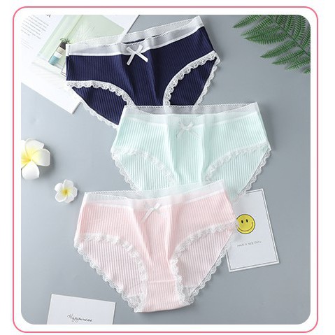 Quần lót cotton gân tăm kháng khuẩn phối nơ (Luôn che tên sản phẩm) | BigBuy360 - bigbuy360.vn