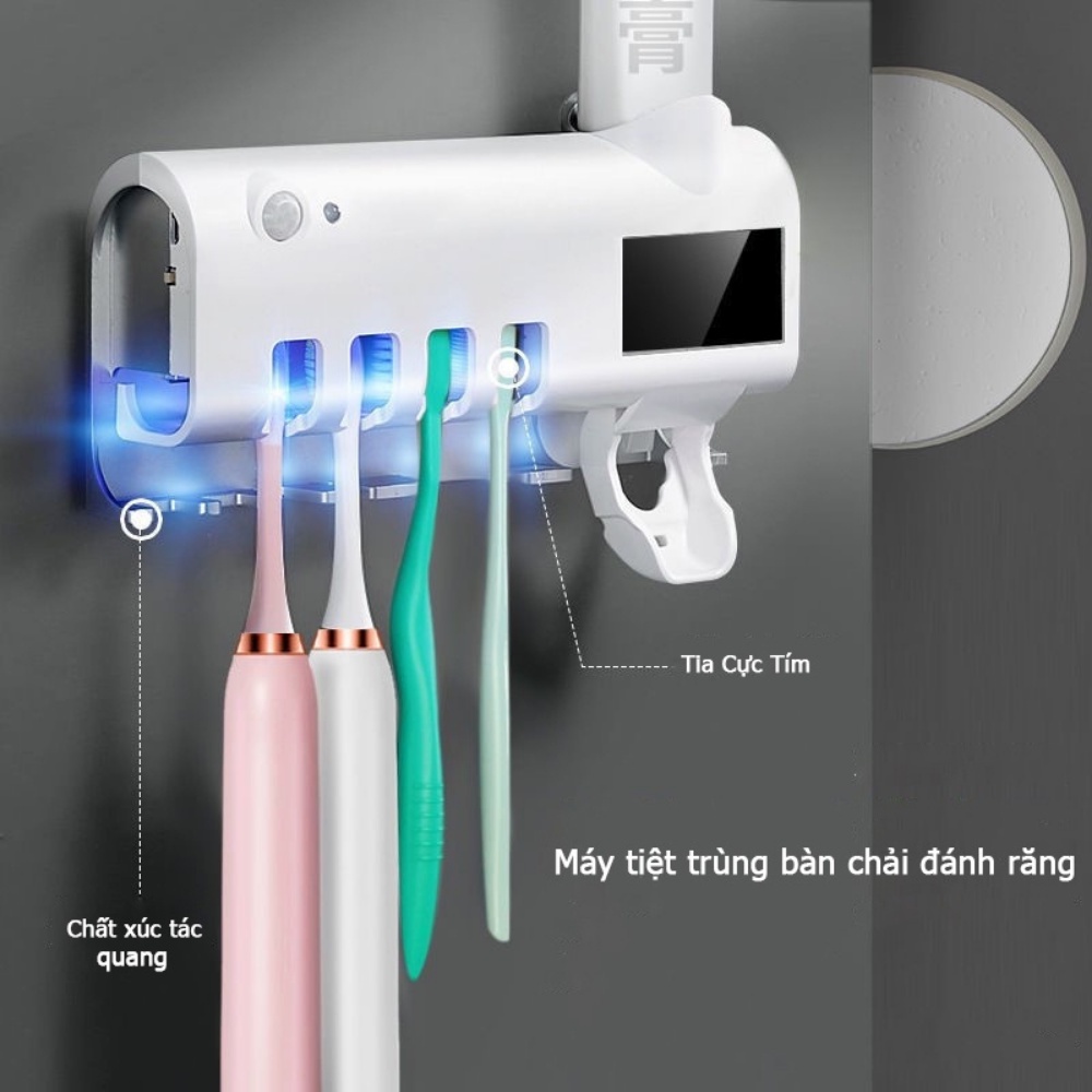Giá treo bàn chải Kem đánh răng khử khuẩn tia UV công nghệ cao Châu Âu, Máy tiệt trùng bàn chải đánh răng UV