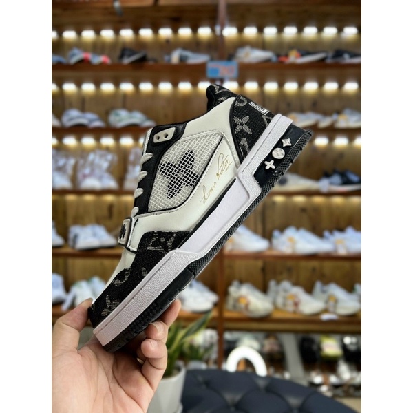 GIÀY LV TRAINER WHITE BLACK QUAI DÁN SC DA THẬT