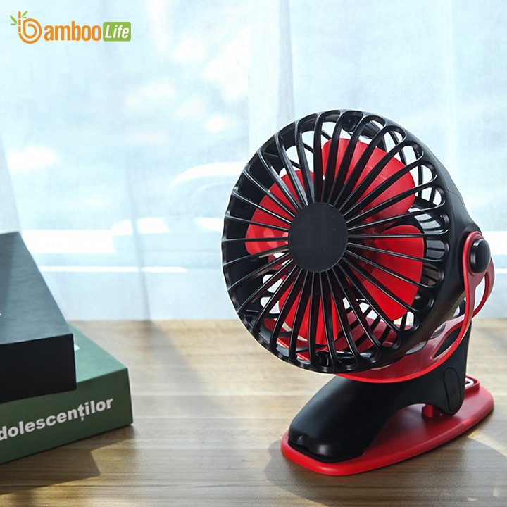 Quạt mini tích điện Bamboo Life BL022 pin siêu bền thời gian lên đến 20h, cầm tay, để bàn, kẹp xe đẩy cho bé