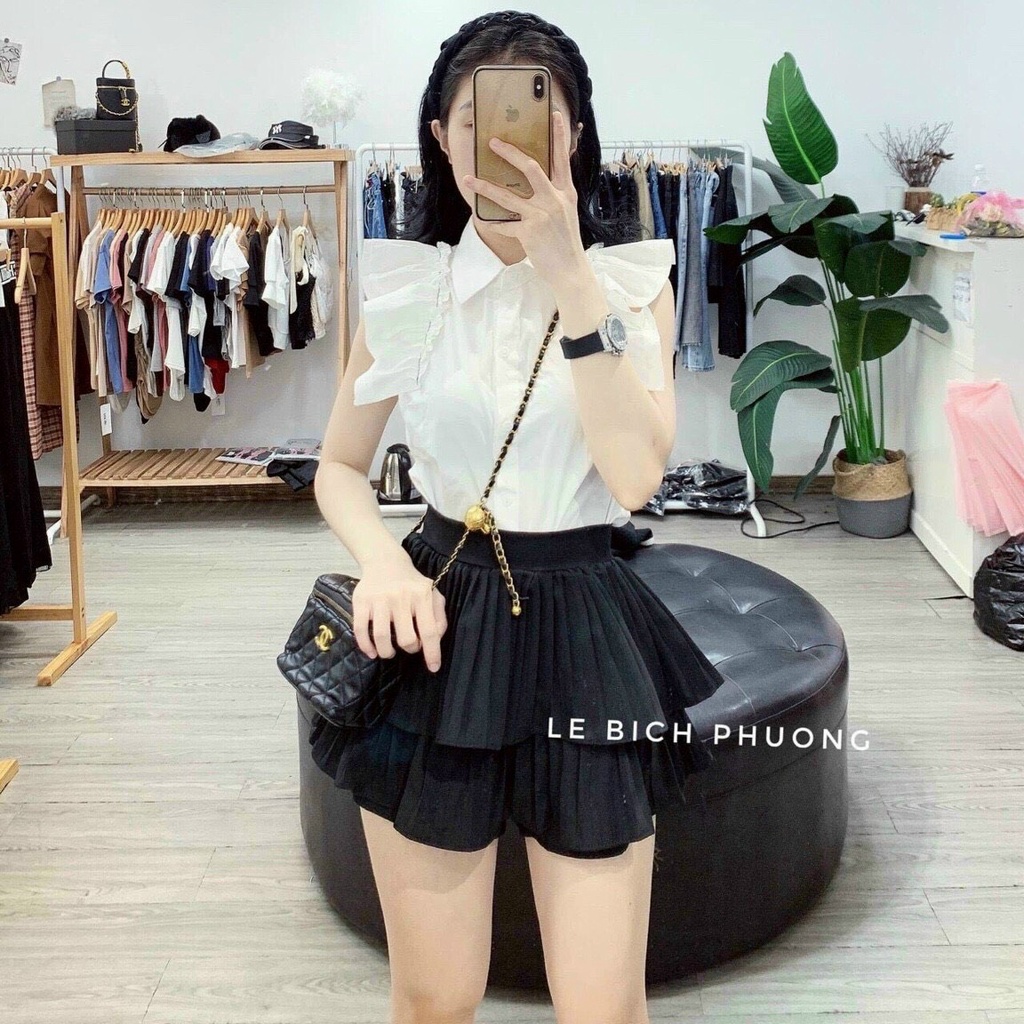 Chân Váy Voan 2 Tầng Xếp Ly Dáng Xòe Ngắn Có Kèm Quần Bên Trong Kiểu 3 | Smide Clothing