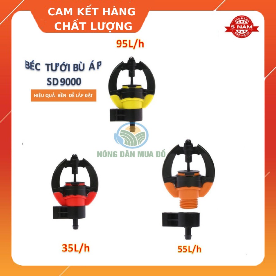 Béc Phun Mưa, Béc Tưới Cây Bù Áp SD9000 Loại Tốt  Độ Phủ Nước Đều Ko Tắc Nghẽn Bán Kính Tưới Rộng