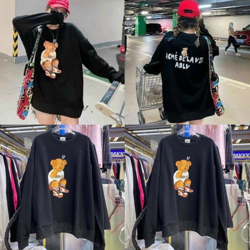 [Xả Kho]  Áo Sweater Bàn Cờ Mẫu mới Hót Hit 2021❤Áo Nỉ Thụng Tay Phồng Thu Đông In Hình, Chữ Ulzzang Phong Cách Hàn