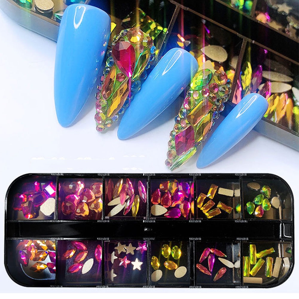 [Hàng mới về] Phụ kiện đá đầy màu sắc thời trang để trang trí móng tay nghệ thuật thủ công