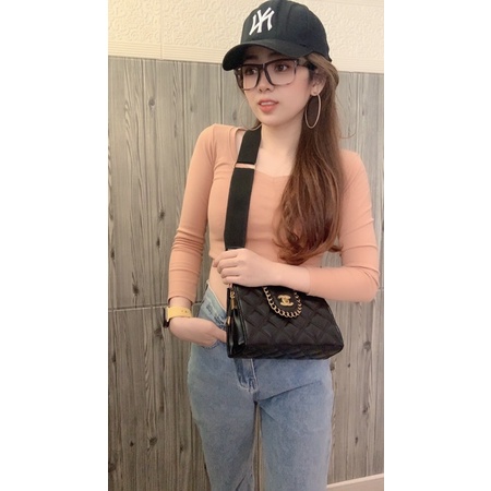 Túi xách nữ đeo chéo ô trám 2 màu hot trend 2022