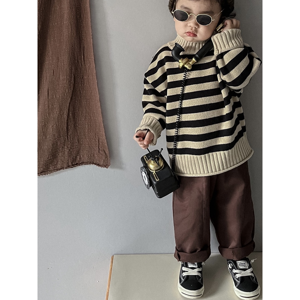 Áo len kẻ đen trắng cho bé trai và bé gái hàng đẹp siêu xinh