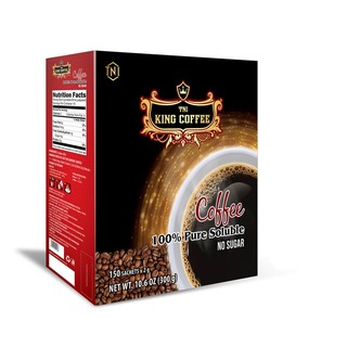 Cà Phê Hòa Tan Đen Thuần Khiết KING Coffee - Không Đường - Hộp 150 gói x 2g