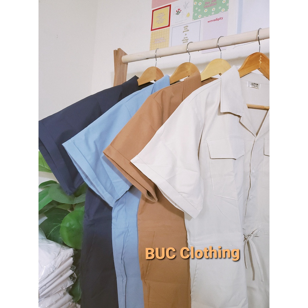 Jum cổ sơ mi túi ngực vải thô trơn form thụng đáng yêu full 4 màu | BigBuy360 - bigbuy360.vn