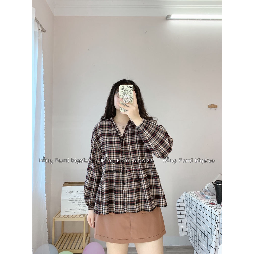 Áo kẻ babydoll Bigsize (A338)