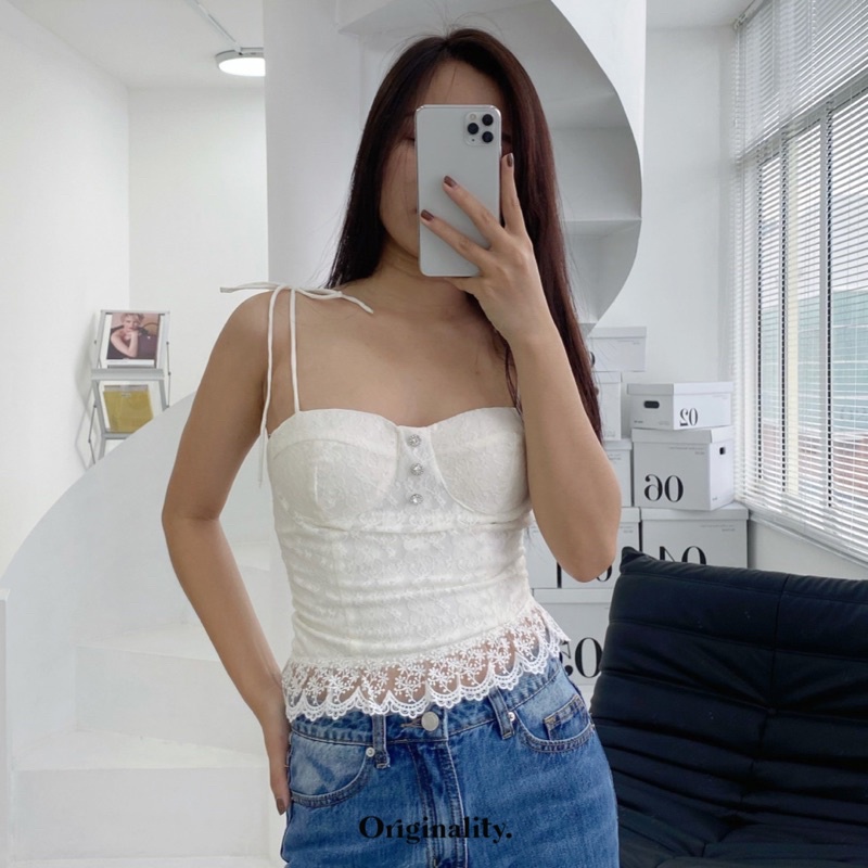 Áo Croptop Originality ren trắng- Juliet Top