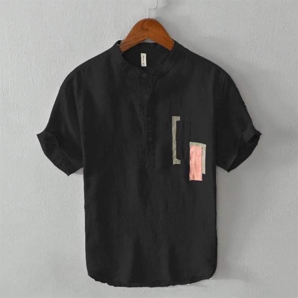 Áo Đũi Cộc Tay Nam Phối Họa Tiết Màu Thời Trang