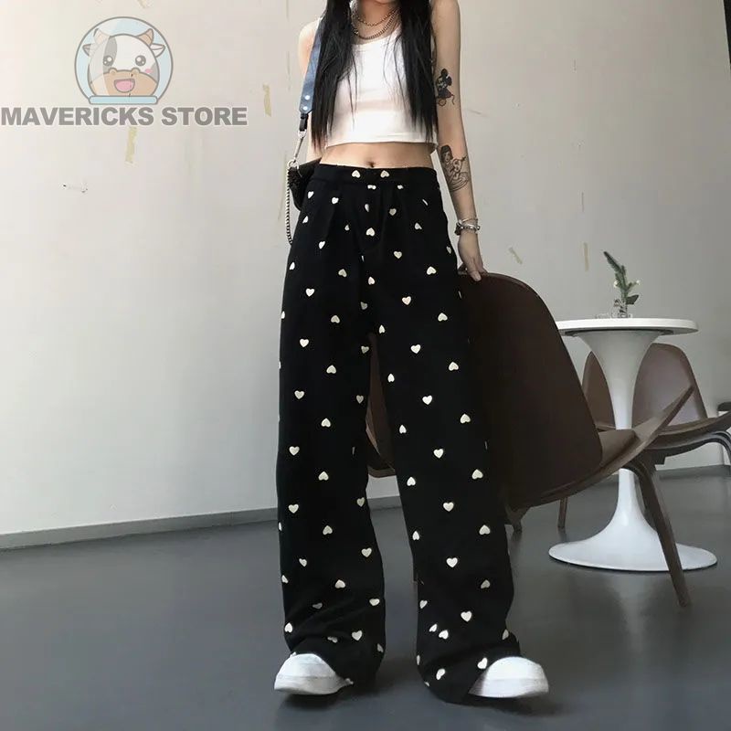 Quần màu đen yêu thích Phong cách Hàn Quốc Mùa hè Thời trang nữ Quần ống rộng