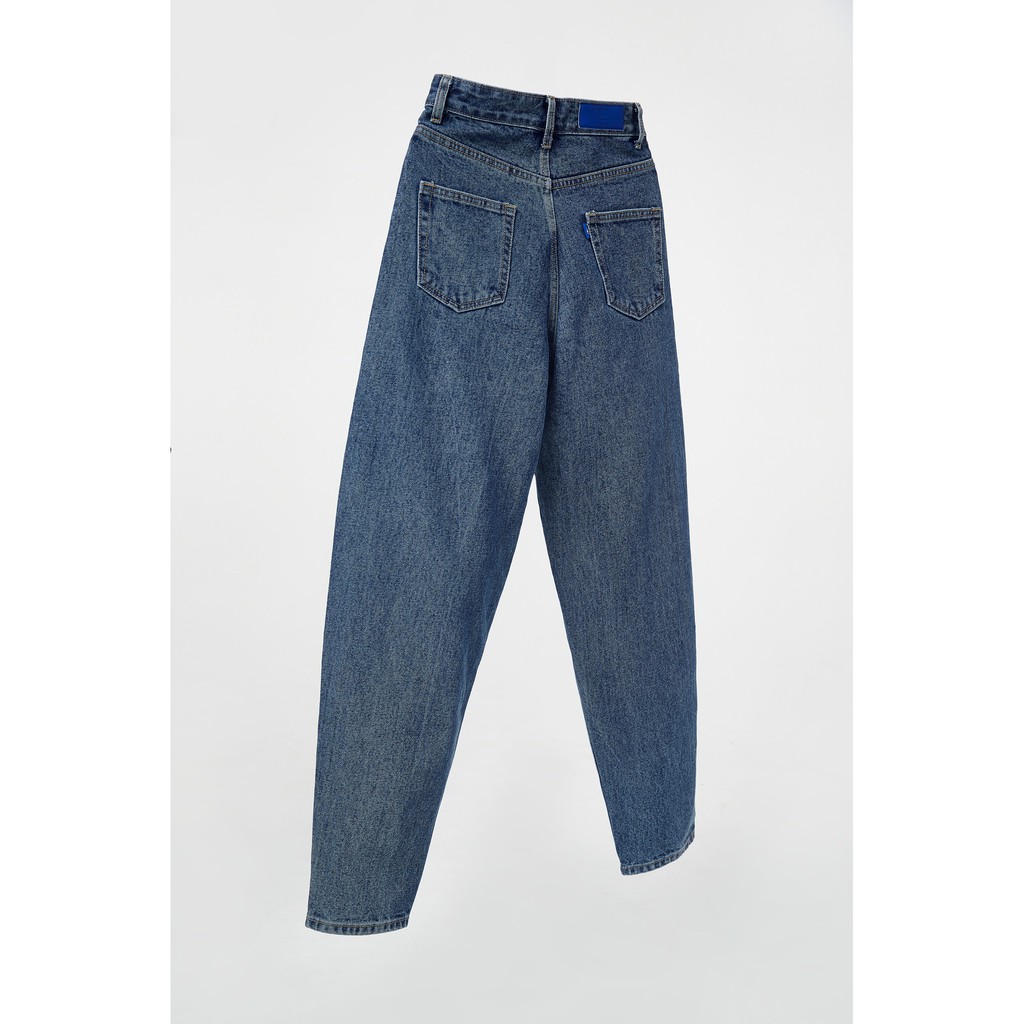 TheBlueTshirt - Quần Jeans Lưng Cao Nữ Ống Suông Màu Đậm - The Original Mom Jeans - True Blue Wash
