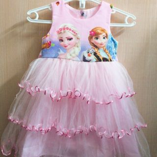 Váy elsa 2 màu trắng, hồng