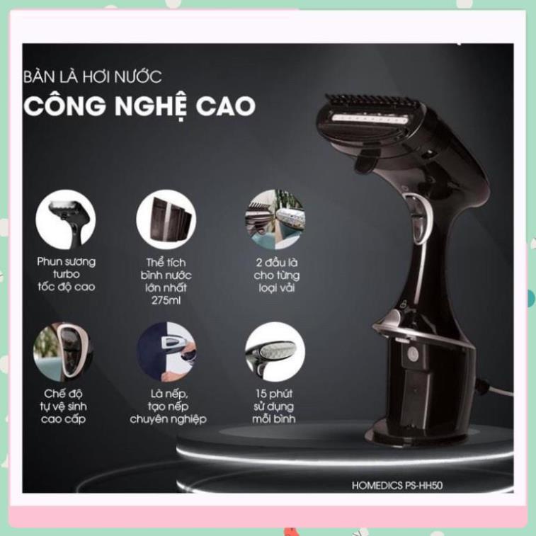 Bàn là ủi hơi nước Homedics PS-HH50 Turbo HT Beauty,có 2 chế độ Thường và Turbo cho vải dày, thời gian nóng nhanh