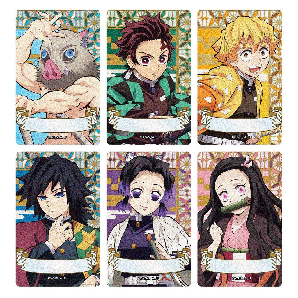 Ảnh card bo góc in hình Kimetsu no Yaiba Thanh Gươm Diệt Quỷ thẻ bo viền 5*8cm anime chibi sưu tập 1 tấm